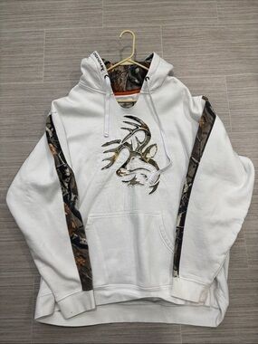Legendary Whitetails White Hoodie with Brown Camo Accents
